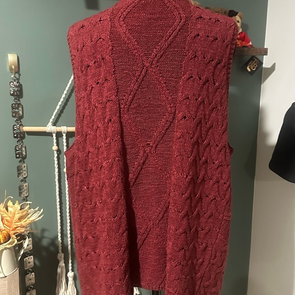 Coldwater Creek Burgundy Open Front Knit Vest Size L 🦄 - Picture 4 of 4
